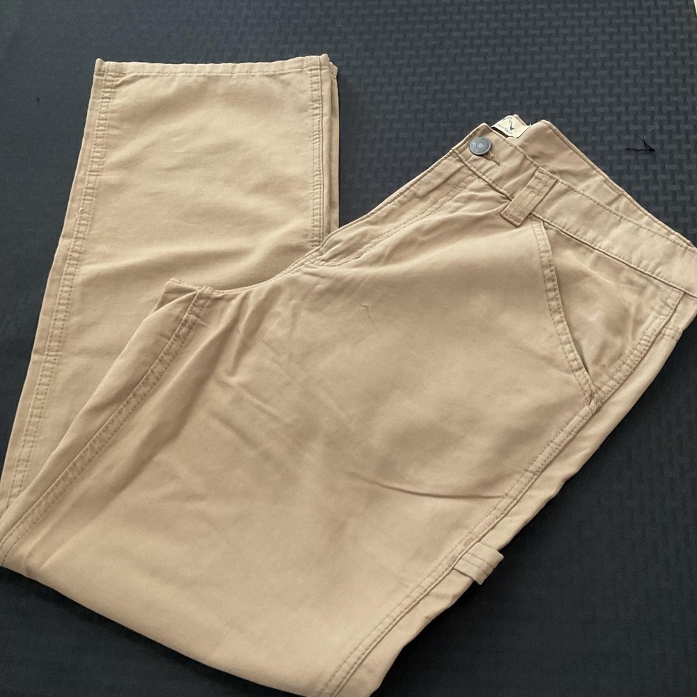 Blue Mountain Pants Mens 38x32 Beige Canvas Carpenter Relaxed Workwear Casual